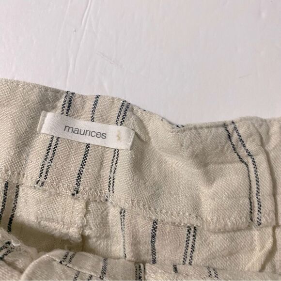 Maurices neutral Stripe Tie front button up linen blend summer skirt 12 nwt - Picture 7 of 10